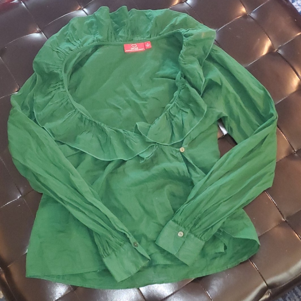 Wrap, ruffle blouse